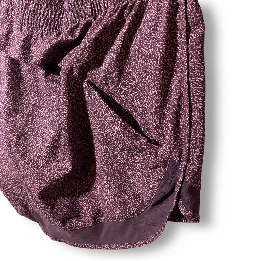 Athleta Mesh Racer Run Shorts Sz L Printed 4" Purple Activewear Athletic - Picture 7 of 9